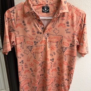 Boys BBQ print Peach Short-Sleeve Polo Shirt